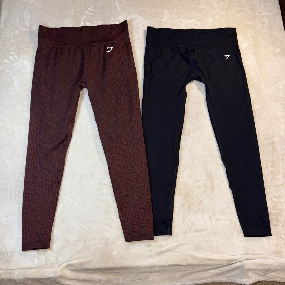 Gymshark Vital Seamless Leggings Bundle Black Burgundy Marled High Waist Large